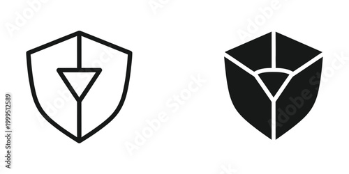 Black and white shield icons with leaf and triangle symbols for security and protection
