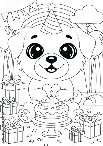 Cute Dog Astronaut Coloring Page for Kids