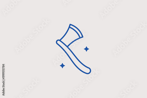 Axe line icon for wood cutting tasks and traditional forest survival techniques. Sharp vector illustration for hardware industry websites and historical bushcraft instructional blogs.