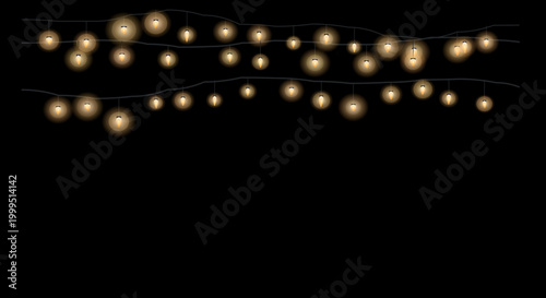 Warm string lights arranged in a wavy pattern against a dark background.