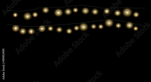 Curved string lights form an elegant pattern against a dark backdrop.