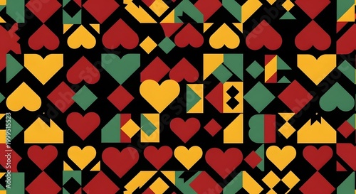 Juneteenth celebration vibrant red yellow and green pattern honoring freedom and heritage