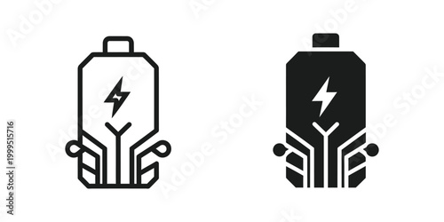 Black and white line drawing of an electric vehicle charging station icon