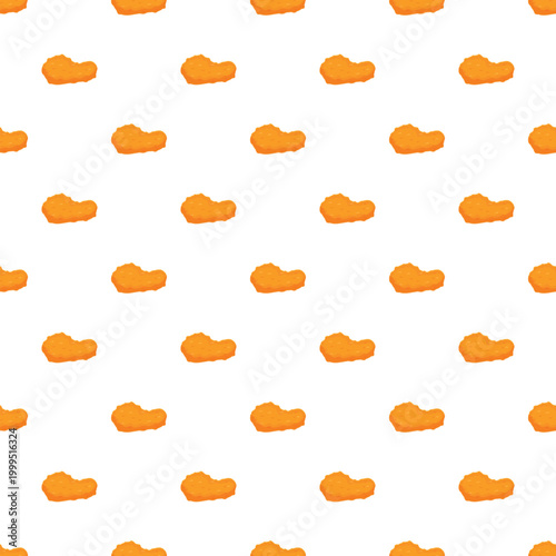Chicken nuggets creating a repeating pattern on a white background