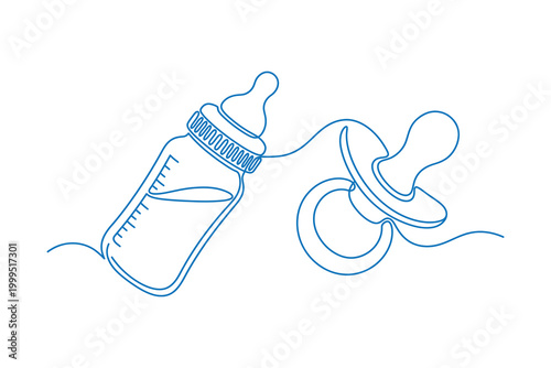 Baby bottle and pacifier for newborn baby care and feeding