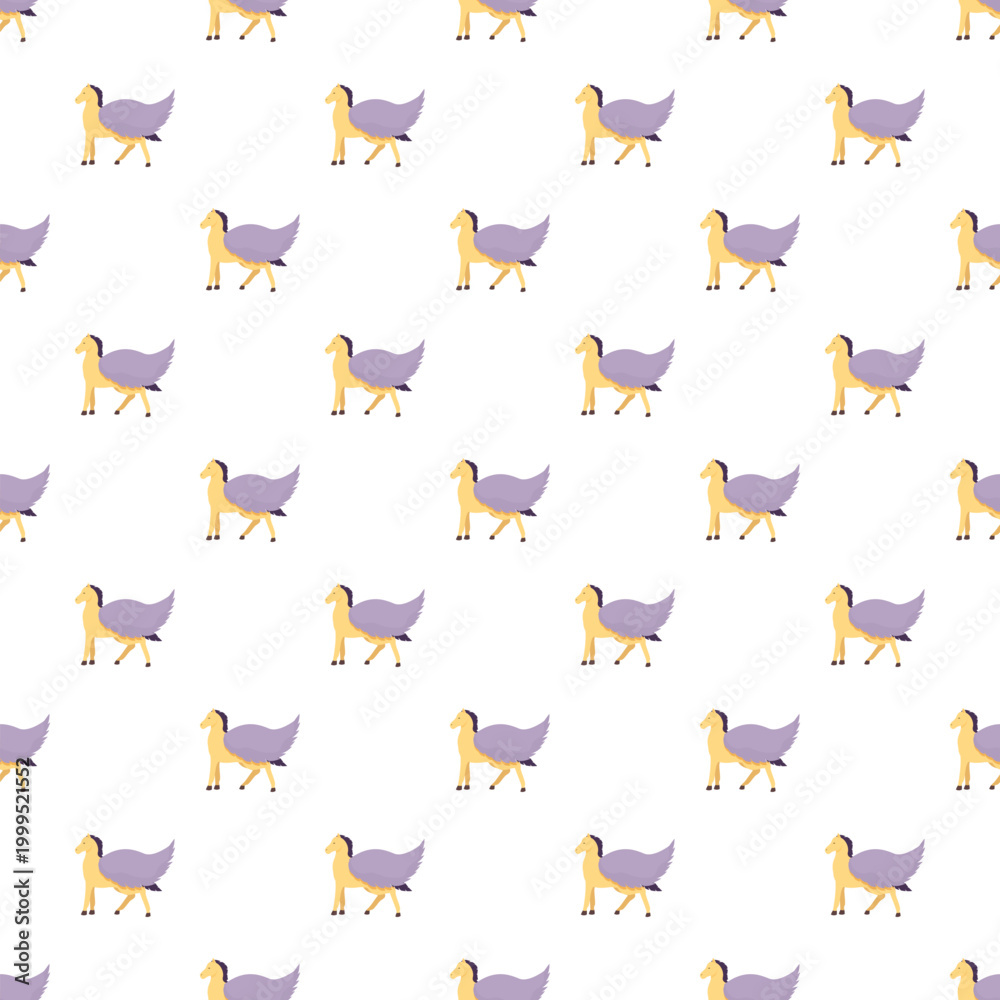 Fototapeta premium Mythical winged horses forming a playful and magical repetitive background