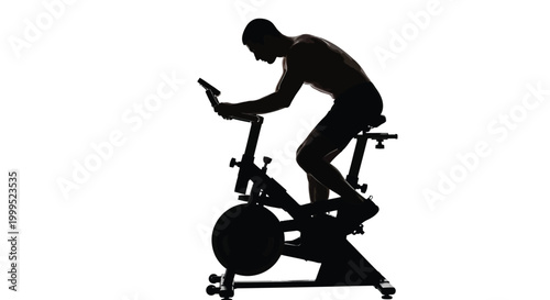 man exercising on stationary bike silhouette high quality professional detailed modern