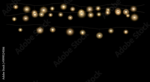 Diagonal string lights forming a dynamic zigzag pattern against a solid black background.