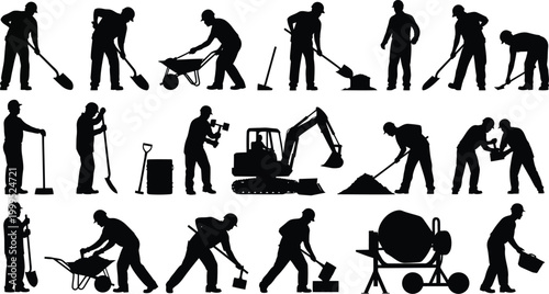 Construction workers vector illustration diverse laborers with tools a comprehensive vector set for design