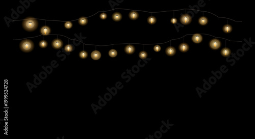 Warm string lights arranged in a decorative wavy pattern against a dark background.