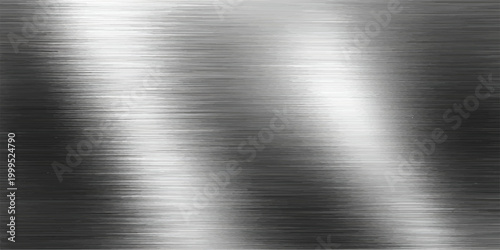 High-quality industrial backdrop featuring a polished stainless steel plate with a brushed metallic texture and shiny silver gray aluminum surface pattern