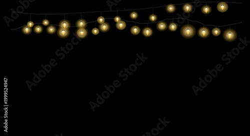 Curved string lights forming an organic shape with bright yellow illumination.