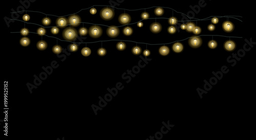 Warm string lights spelling out 'happy' in a festive display against a dark background.