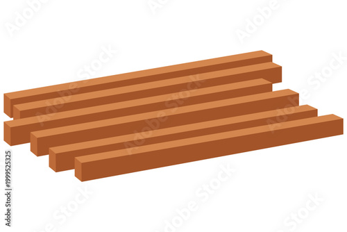 シンプルな角材のイラスト 木材素材と建築資源のコンセプト
