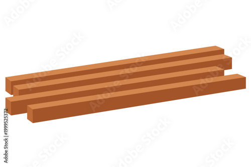 シンプルな角材のイラスト 木材素材と建築資源のコンセプト
