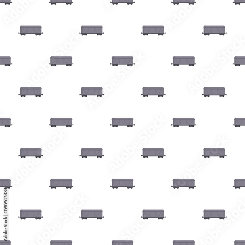 Gray cargo wagons forming a repeating flat vector pattern on a white background