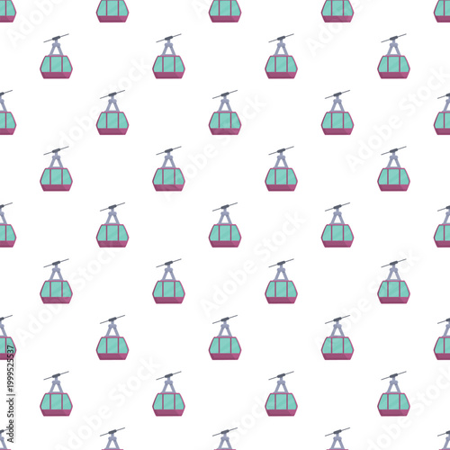 Cable car gondolas seamless pattern for travel and transport