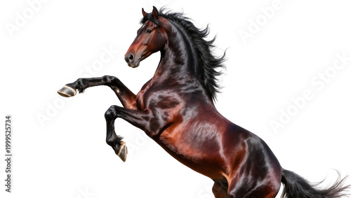 Cuadro en lienzo Dynamic black Friesian horse rearing up on hind legs
