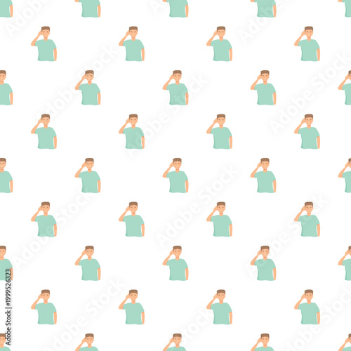 Man holding hand to an ear listening, repeating in a seamless pattern