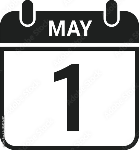 May 1st calendar icon for Labour Day and International Workers Day, flat minimalist vector illustration