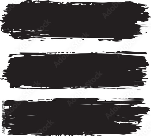 Three black paint brush strokes for framing text or design elements on white background.