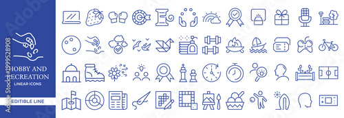 Hobby and Recreation Line Icons Mega Set, Leisure Activity Outline Vector Collection Editable Stroke