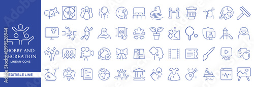 Hobby and Recreation Line Icons Mega Set, Leisure Activity Outline Vector Collection Editable Stroke