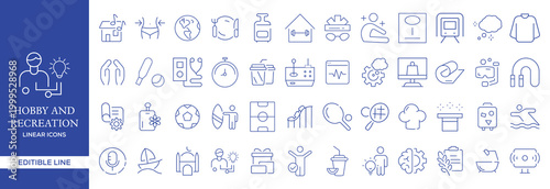 Hobby and Recreation Line Icons Mega Set, Leisure Activity Outline Vector Collection Editable Stroke