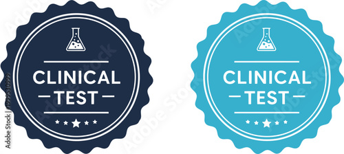 Clinical Test Badge Icons Set – Laboratory Approved Seal Labels for Medical Certification and Healthcare Branding