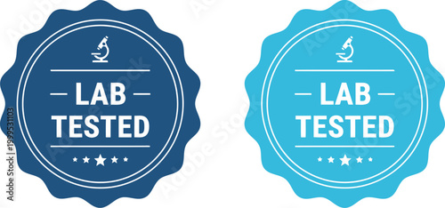 Lab Tested Badge Set – Blue Quality Assurance Labels for Certified Laboratory Products and Medical Packaging