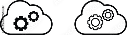 Cloud computing gear icons with cogwheel