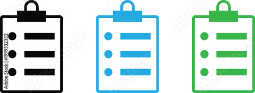 Colorful clipboard icons with checklist