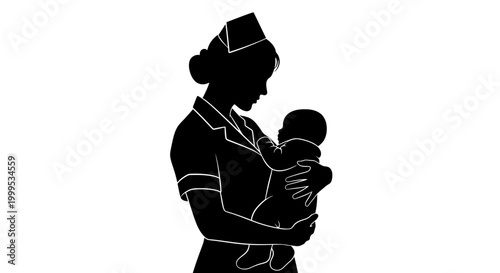 Nurse, caregiver, healthcare worker, holding baby, medical professional
