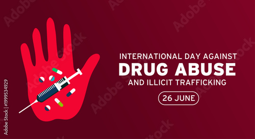 International Day Against Drug Abuse and Illicit Trafficking. Health care education background design