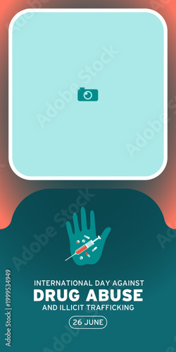 International Day Against Drug Abuse and Illicit Trafficking. Vertical Banner design for drug abuse campaign