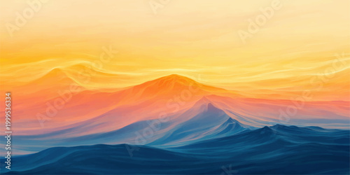 A vibrant sunset glows over a dramatic mountain landscape as orange and red light pierces through clouds at dusk, illuminating the natural silhouette of the peaks during a peaceful evening