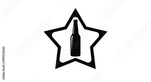 Beer bottle inside a star shape black silhouette high quality professional