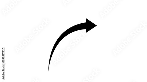 Arrow trajectory animation sequence on white background