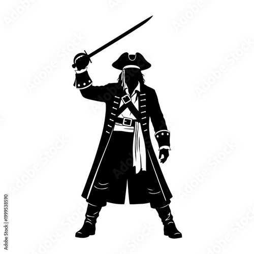 icon monochrome hat piratecostume coat silhouette pirate buccaneer