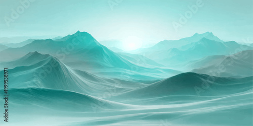 A breathtaking sunrise illuminates the snowy peaks and misty blue valleys of the Alps, offering a serene travel view of the mountain landscape under a vast horizon of clouds