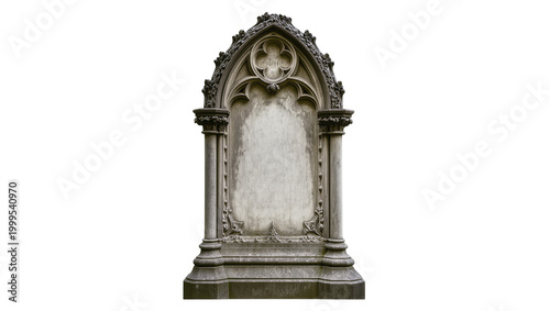 Φωτογραφία Antique weathered grey stone memorial with ornate gothic carvings