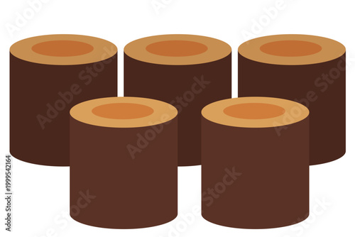 シンプルな丸太のイラスト 木材素材と自然資源のコンセプト