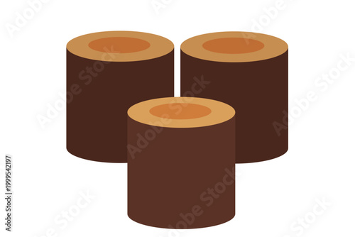 シンプルな丸太のイラスト 木材素材と自然資源のコンセプト