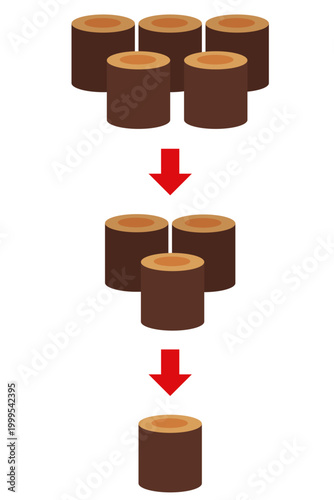 丸太の減少と国際物流リスクで示す木材供給不足のコンセプトイラスト