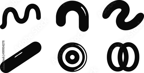 Assortment of black abstract organic shapes and forms