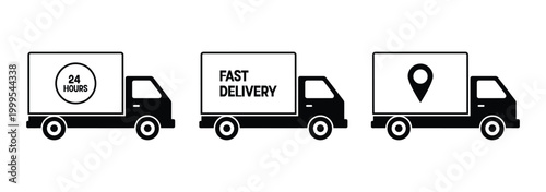 Delivery Truck icon set. Express delivery trucks icons. Fast shipping truck. Delivery truck icon set fast shipping.