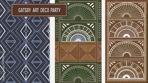 art deco patterns and designs vintage geometric invitation suite with repeating motifs