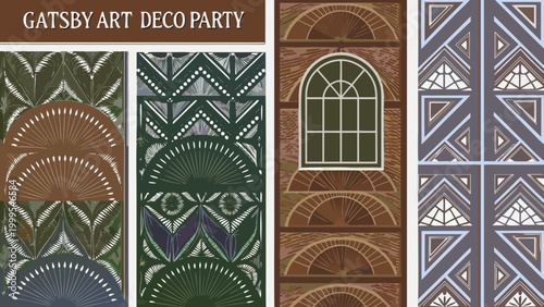 art deco patterns and architectural elements collection vintage style geometric designs