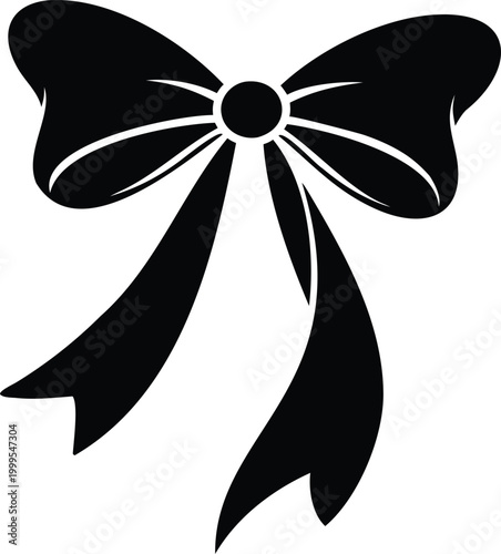 Oversized ribbon bow silhouette vector illustration