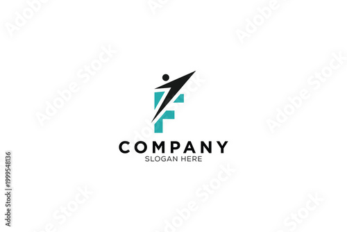 human letter f with business minimalist logo template